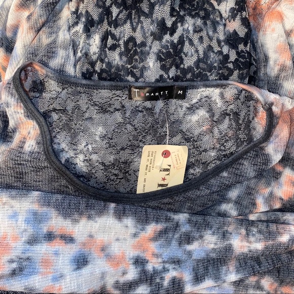 T Party Tie Die High Low Lace Ribbed Thermal Top - Picture 7 of 10